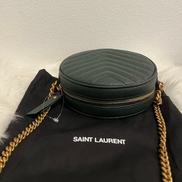 NWT SAINT LAURENT YSL Round Jade Vinyle Chevron Loulou Camera WOC Crossbody Bag - Picture 10 of 10